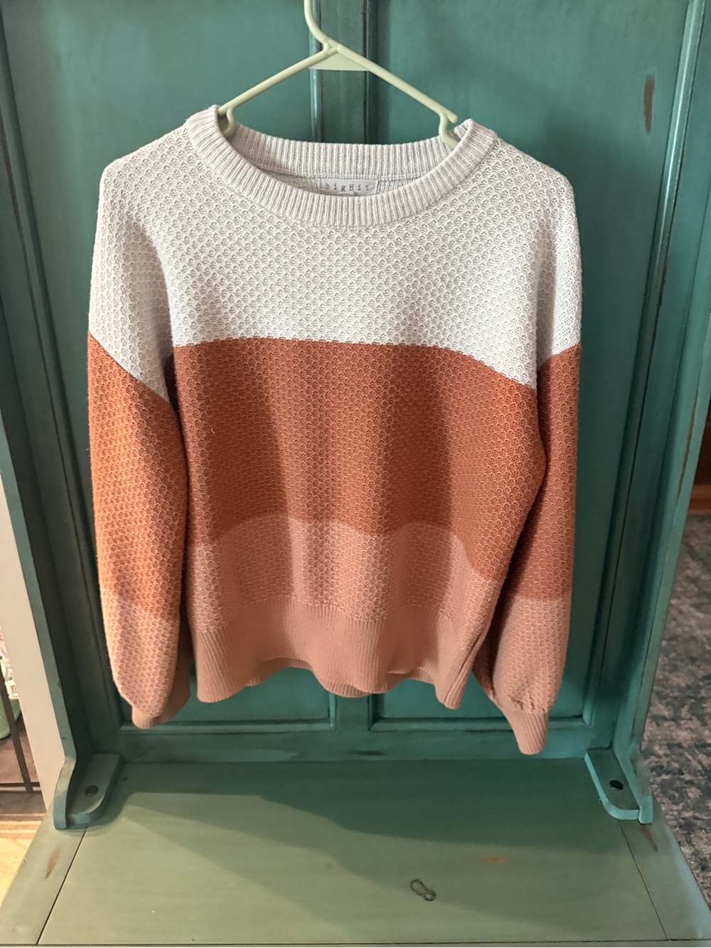 Colorblock Knit Sweater - Cream and Dusty Pink